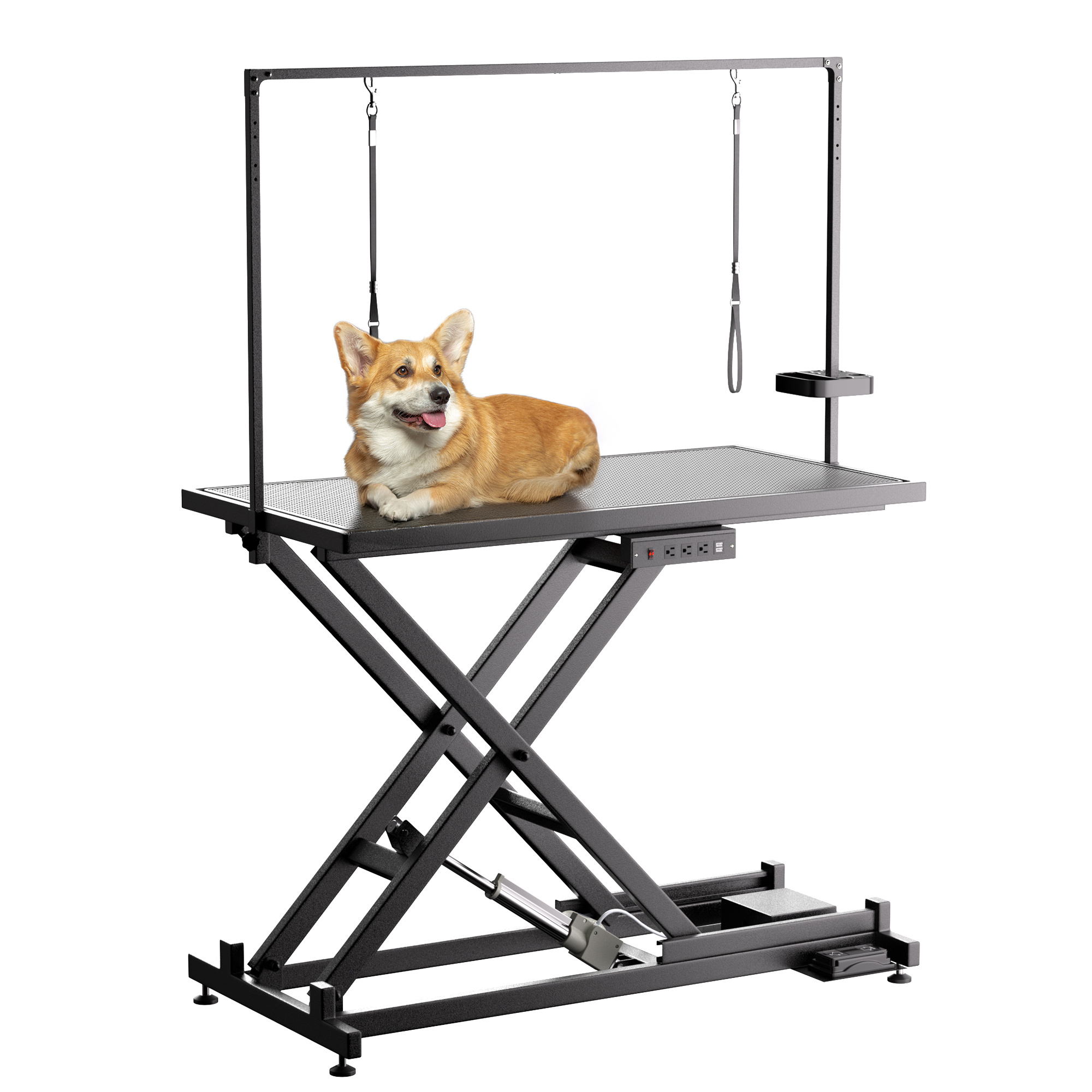 Height Adjustable Pet Grooming Table – Electric Lift, Anti-Slip Top, Grooming Arm & Tool Organizer (50" Black) - Image 2
