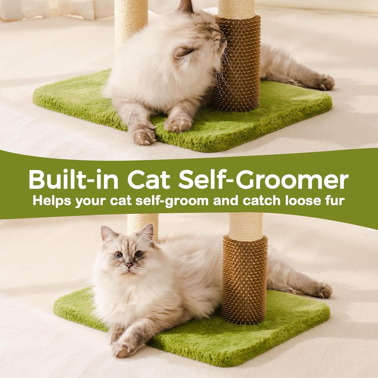 Mewoo Large Cat Tree Tower For Adult Cats - Multi-Level Scratching Post With Removable Perch & Interactive Toys, Indoor Cat Furniture For Kittens Green - Image 4