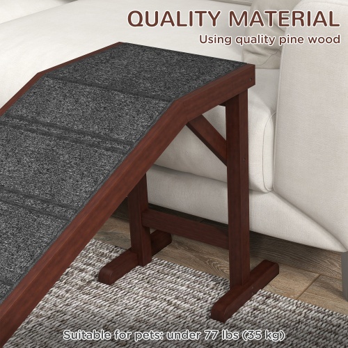 PawHut Dog Ramp for Bed – Wooden Pet Ramp with Non-Slip Carpet - Image 8