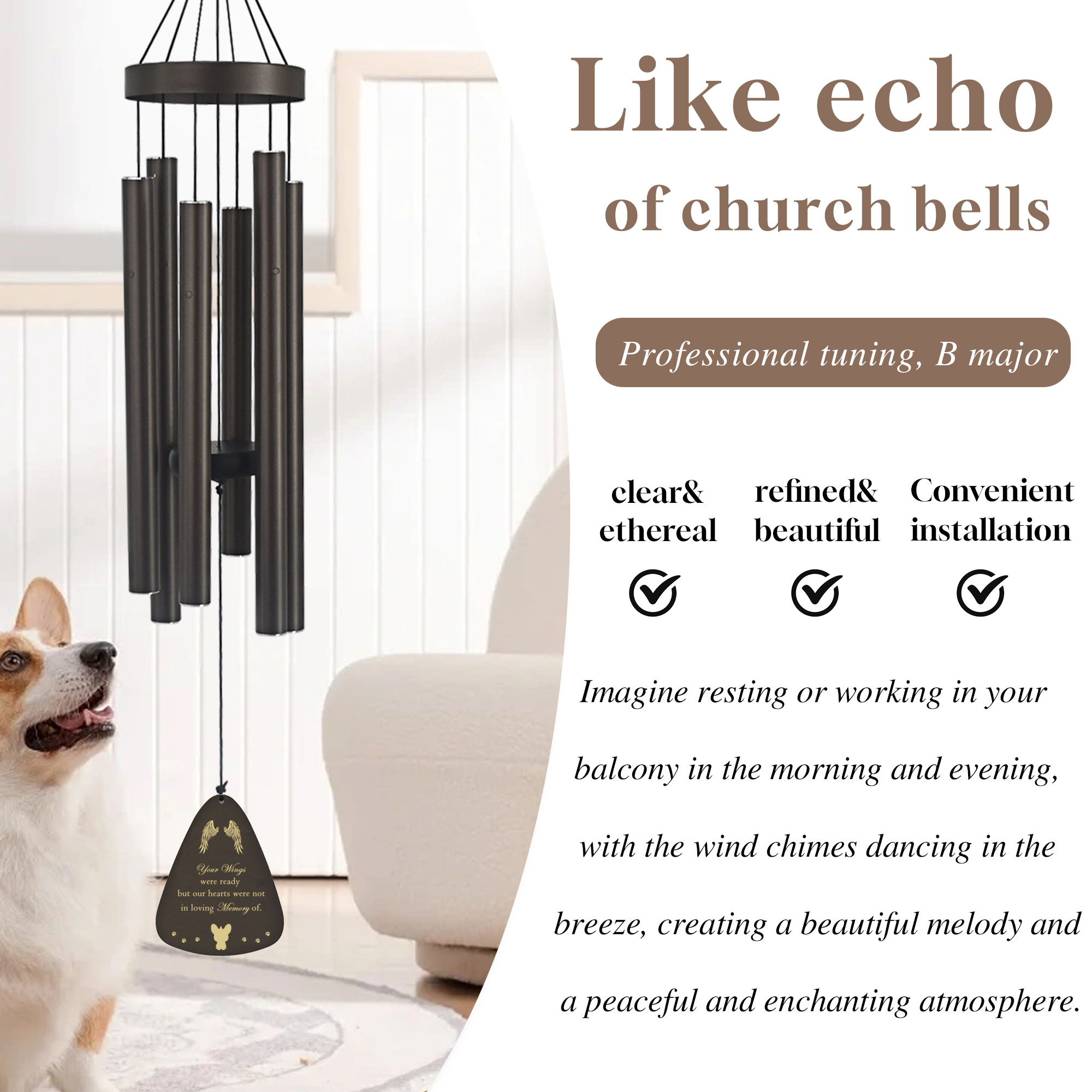 Dog Memorial Gifts For Loss Of Dog, Pet Memorial Wind Chime, Loss Of Dog Sympathy Gift, Dog Remembrance Gift In Memory Of Dog Cat. - Image 7