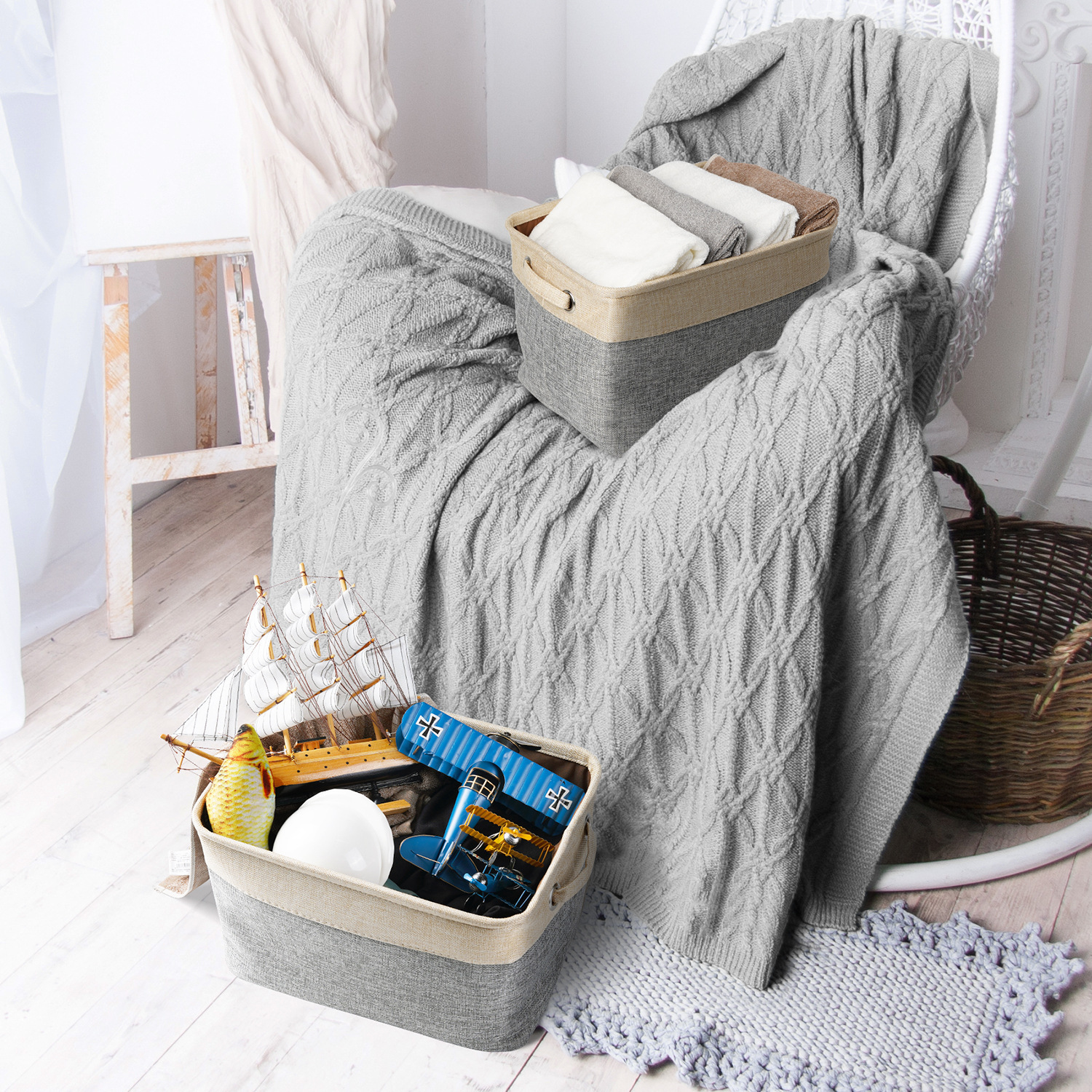 Dog Toy Storage Basket – Linen Organizer for Pet Toys, Clothes & Accessories - Image 7
