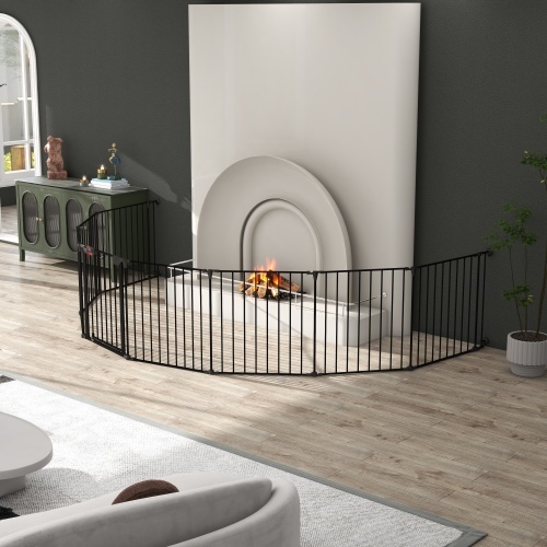 Adjustable Safety Gate – 8-Panel Metal Play Yard, Fireplace Fence, Doorway & Stair Barrier, Black - Image 8