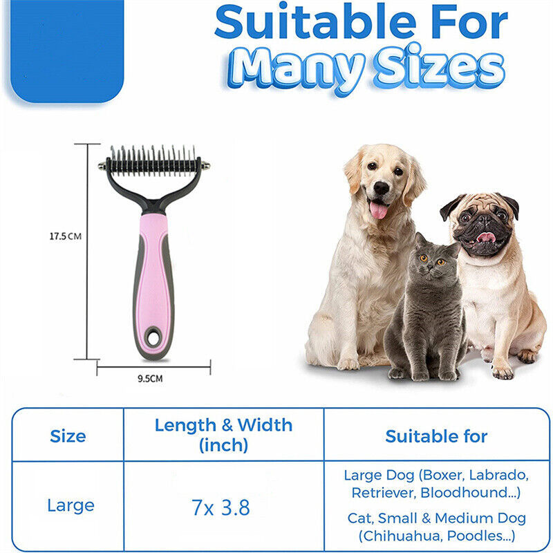 2-in-1 Pet Grooming Brush – Double-Sided Deshedding & Dematting Comb for Dogs & Cats - Image 5