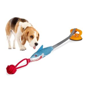 PROKEL Shark Shaped Pet Toy – Interactive Squeaky Chew & Rope Toy with Suction Cup for Dogs & Cats