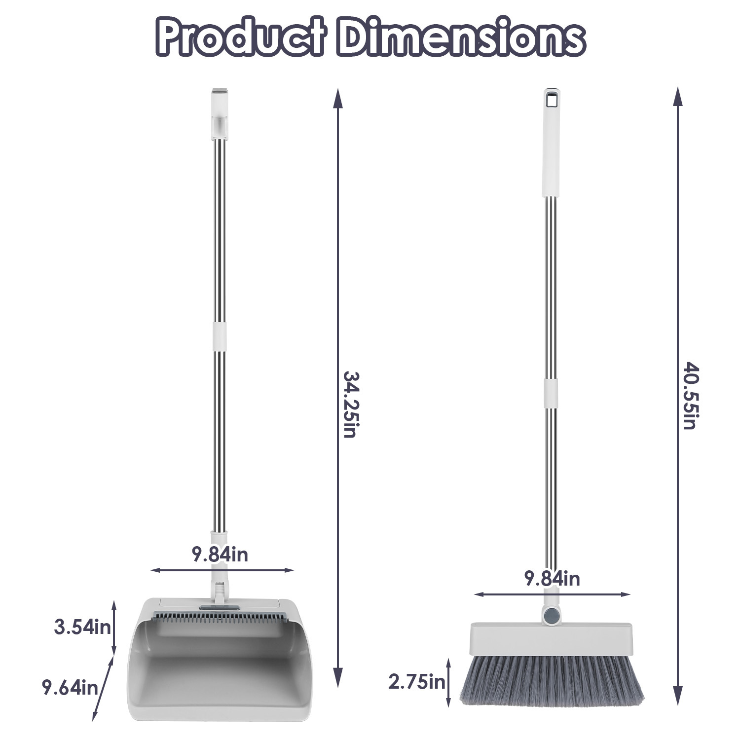 4-in-1 Broom & Dustpan Set with Squeegee – Upright Standing Cleaning Combo - Image 2