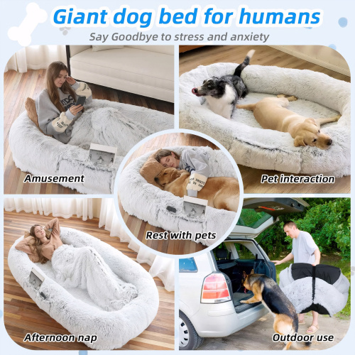 Human Dog Bed – Washable Faux Fur Orthopedic Bed for People & Pets, 71"x45"x14", Grey - Image 5