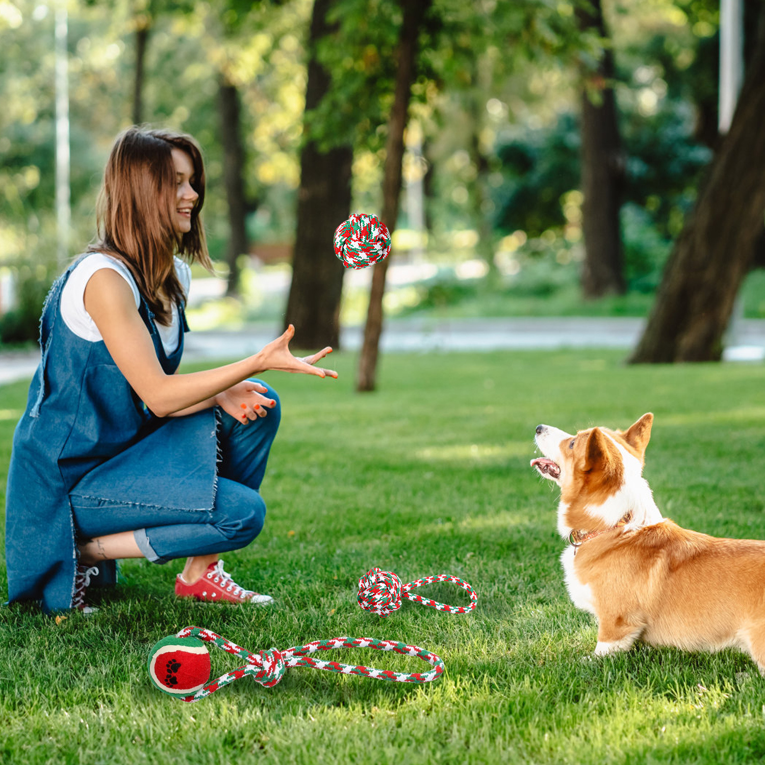 Set of 5pcs Christmas Dog Rope Chew Toys – Festive Fun for Your Furry Friend! - Image 4
