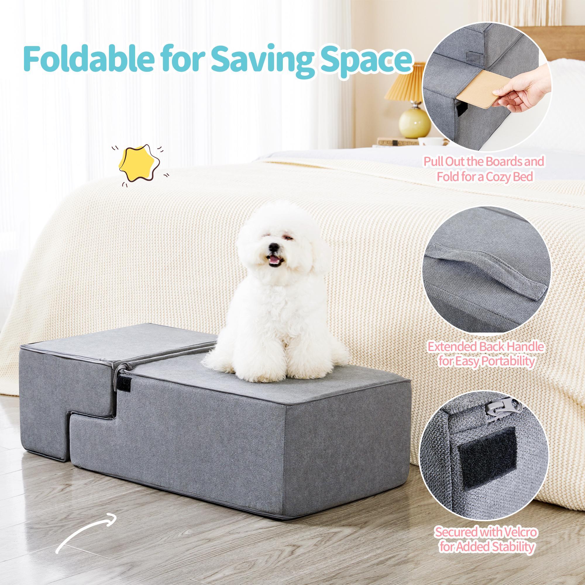 Four-step Dog Bed Indoor Non-slip Balance Pet Ramp Gray - Image 8