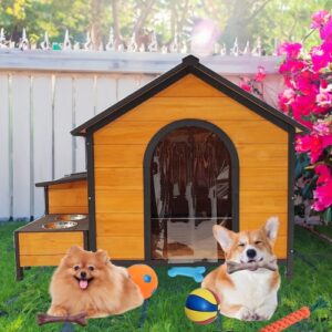 Luxury Wooden Modular Dog House with Built-In Feeding Station & Toy Storage
