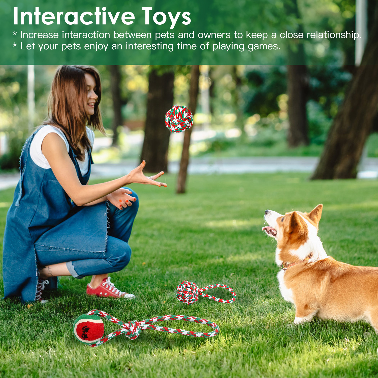 Set of 5pcs Christmas Dog Rope Chew Toys – Festive Fun for Your Furry Friend! - Image 2