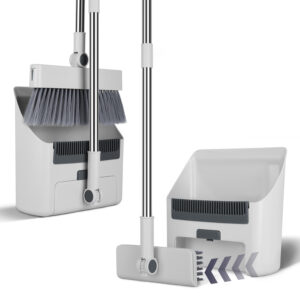 4-in-1 Broom & Dustpan Set with Squeegee – Upright Standing Cleaning Combo