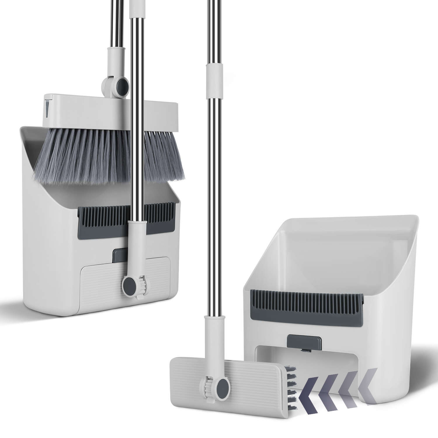 4-in-1 Broom & Dustpan Set with Squeegee – Upright Standing Cleaning Combo