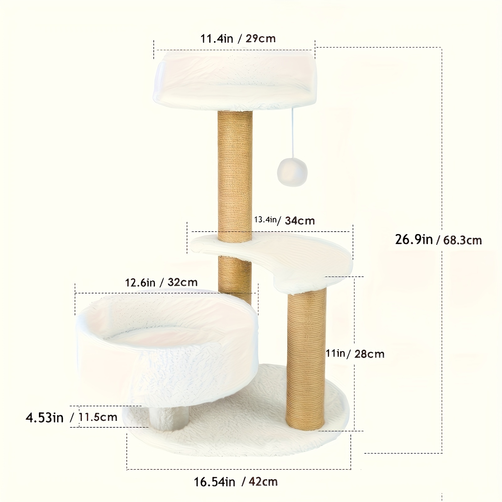 Luxury Cat Tree With Scratching Posts - Easy To Assemble, Wooden Fiber Structure, Suitable For Cats. - Image 2