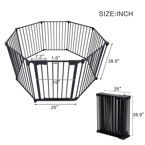 Adjustable Safety Gate – 8-Panel Metal Play Yard, Fireplace Fence, Doorway & Stair Barrier, Black - Image 10