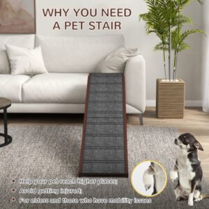 PawHut Dog Ramp for Bed – Wooden Pet Ramp with Non-Slip Carpet