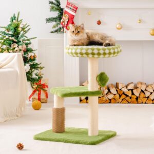 Mewoo Large Cat Tree Tower For Adult Cats - Multi-Level Scratching Post With Removable Perch & Interactive Toys, Indoor Cat Furniture For Kittens Green