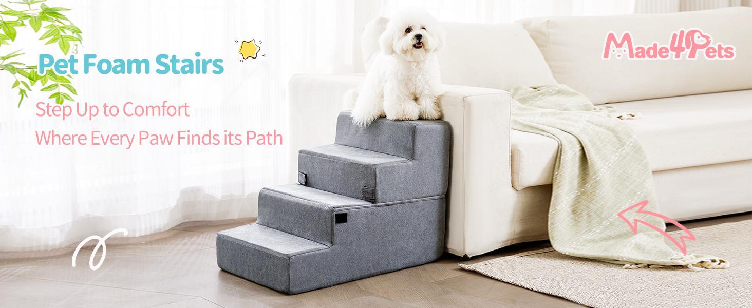 Four-step Dog Bed Indoor Non-slip Balance Pet Ramp Gray - Image 9