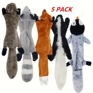 5-Pack Plush Dog Squeaky Toys – No Stuffing Crinkle Chew Toys for Medium & Large Dogs