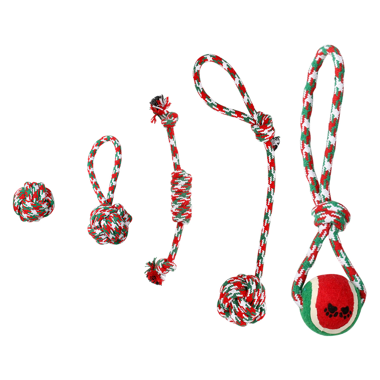 Set of 5pcs Christmas Dog Rope Chew Toys – Festive Fun for Your Furry Friend! - Image 8
