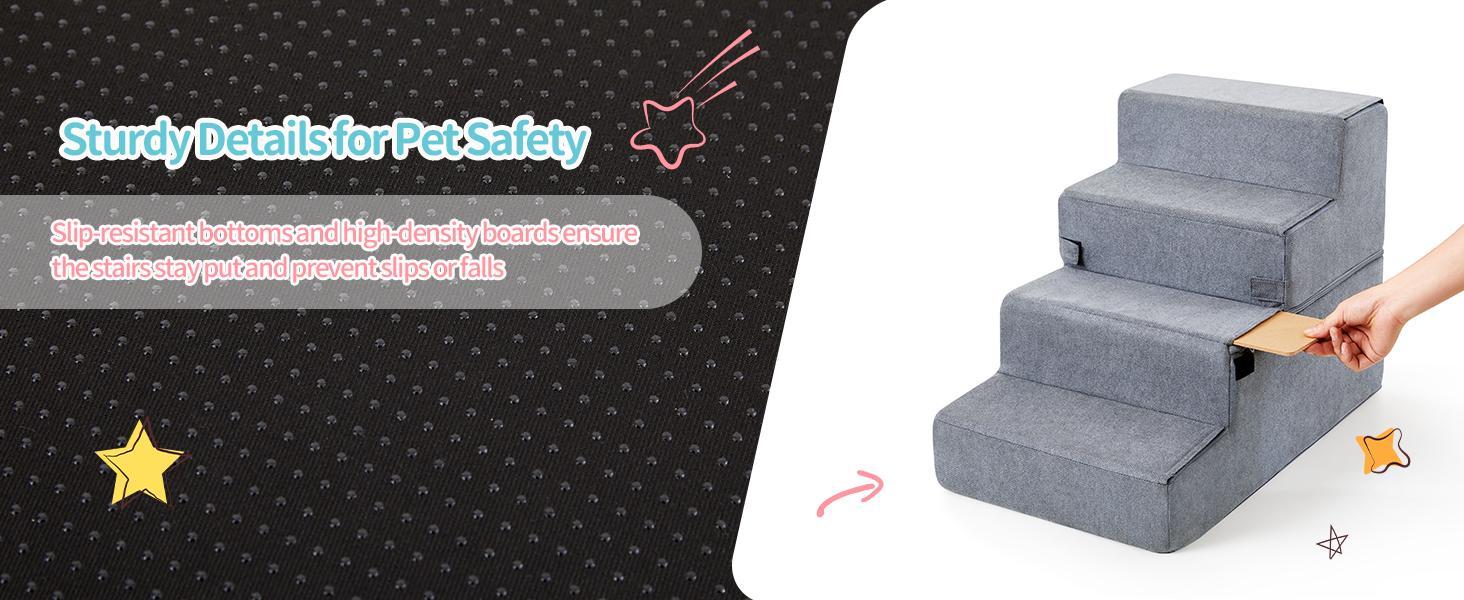 Four-step Dog Bed Indoor Non-slip Balance Pet Ramp Gray - Image 5