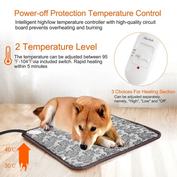 Pet Heating Pad Dog Cat Electric Heating Mat Waterproof Adjustable Warming Blanket - Image 10