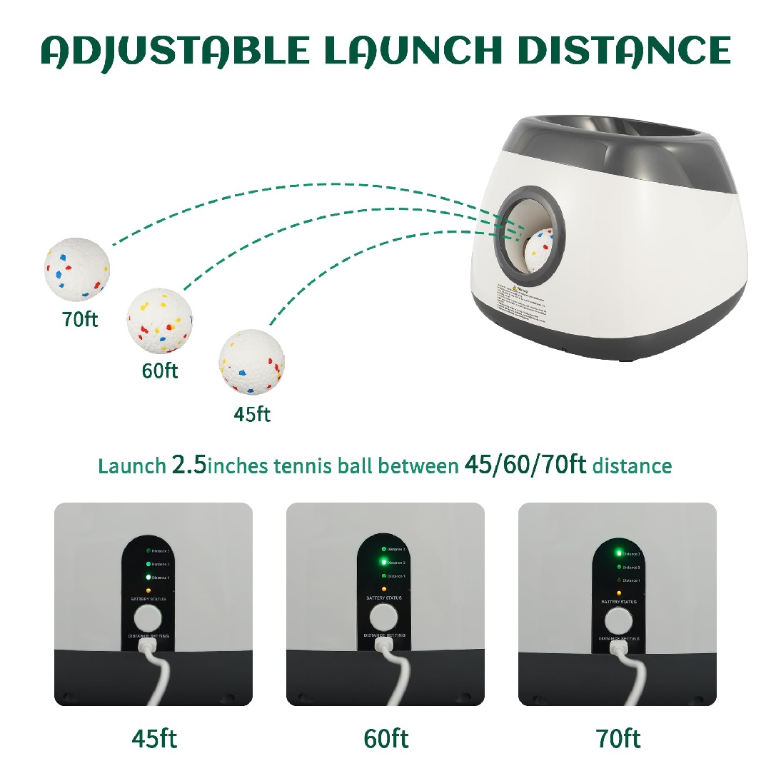 Automatic Dog Ball Launcher – Indoor & Outdoor Interactive Fetch Toy with Adjustable Throw Distances, Balls & Data Cable Included - Image 2