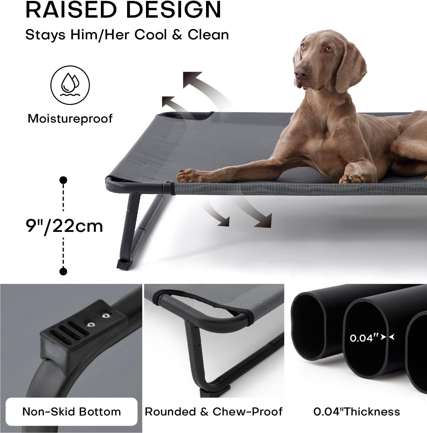 Made4Pets Large Elevated Outdoor Dog Bed – Adjustable, Washable Mesh & Non-Slip Feet - Image 3