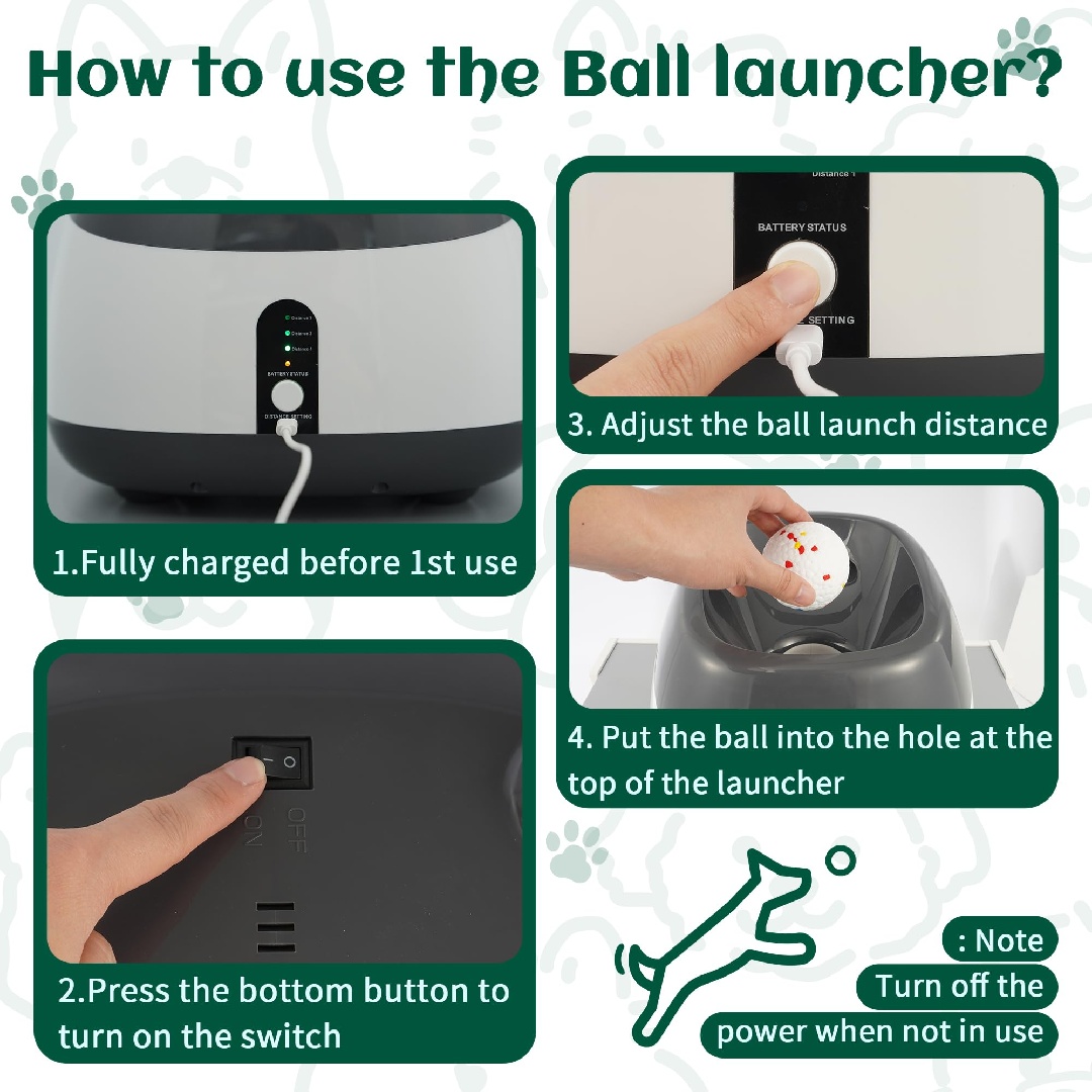 Automatic Dog Ball Launcher – Indoor & Outdoor Interactive Fetch Toy with Adjustable Throw Distances, Balls & Data Cable Included - Image 6