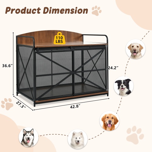 Heavy Duty Wooden Dog Crate Furniture for Large Dogs - Image 2
