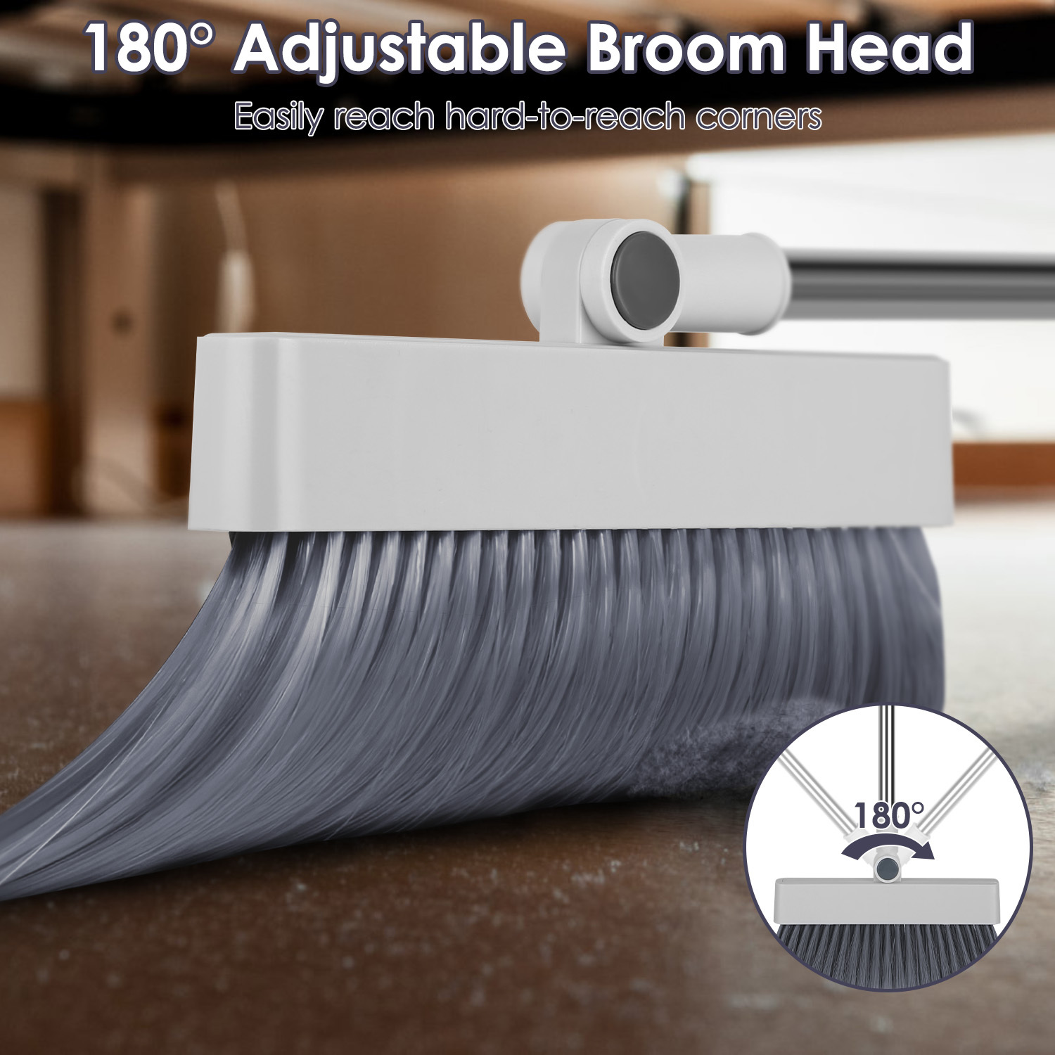 4-in-1 Broom & Dustpan Set with Squeegee – Upright Standing Cleaning Combo - Image 7