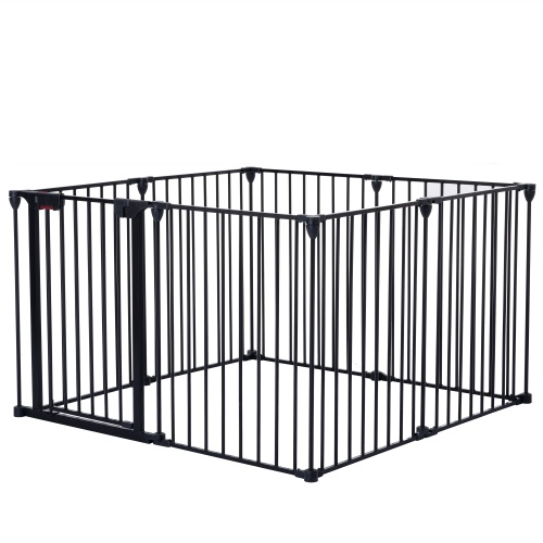 Adjustable Safety Gate – 8-Panel Metal Play Yard, Fireplace Fence, Doorway & Stair Barrier, Black - Image 9