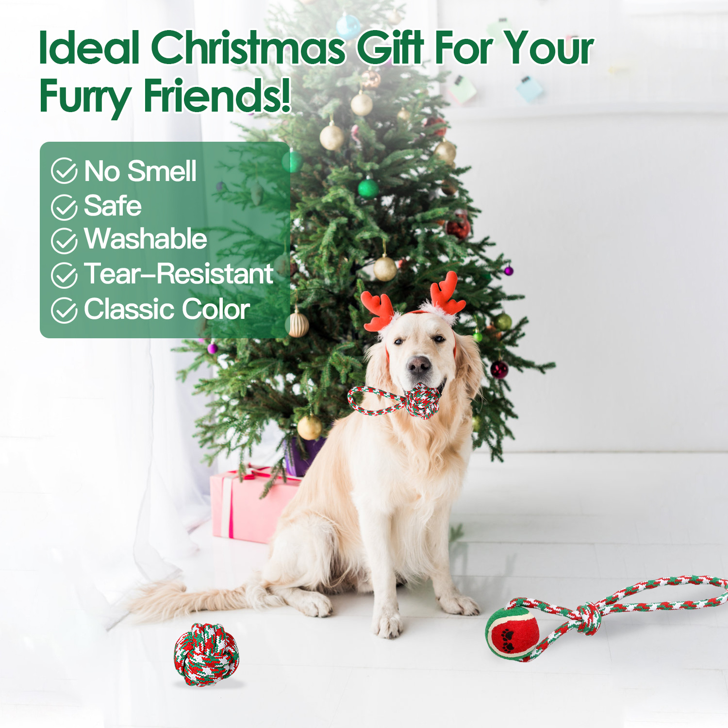 Set of 5pcs Christmas Dog Rope Chew Toys – Festive Fun for Your Furry Friend! - Image 5