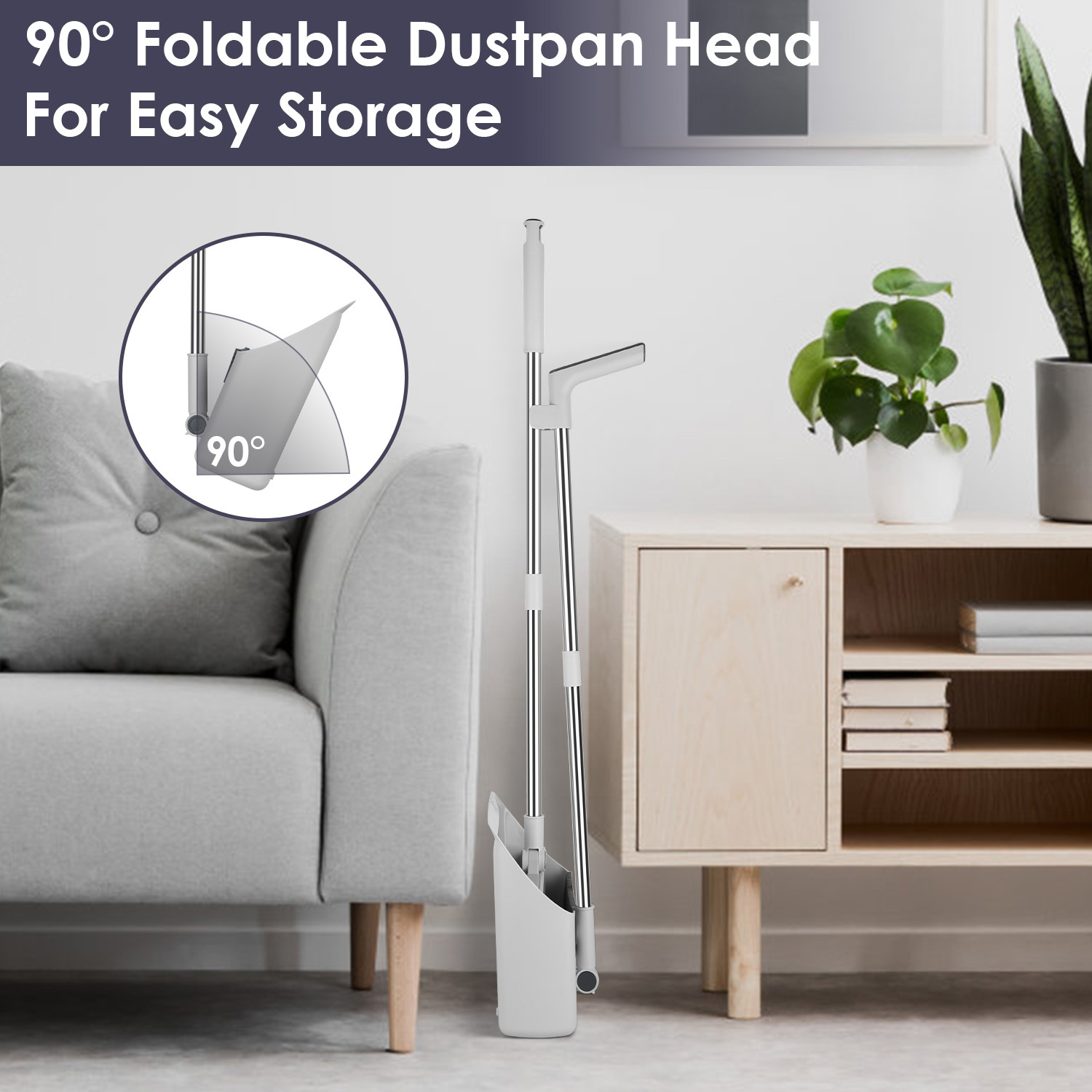 4-in-1 Broom & Dustpan Set with Squeegee – Upright Standing Cleaning Combo - Image 6