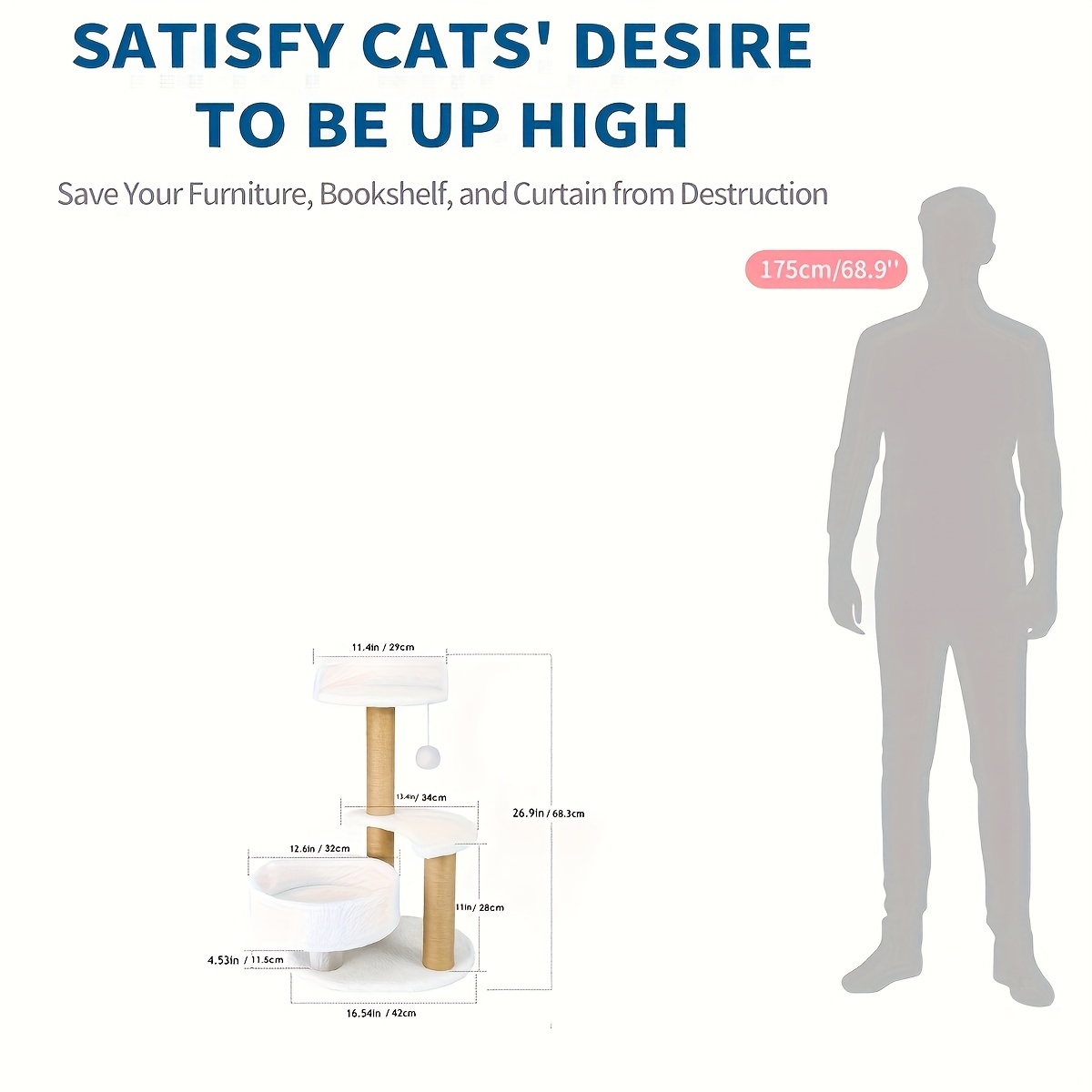 Luxury Cat Tree With Scratching Posts - Easy To Assemble, Wooden Fiber Structure, Suitable For Cats. - Image 4