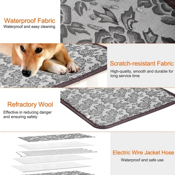 Pet Heating Pad Dog Cat Electric Heating Mat Waterproof Adjustable Warming Blanket - Image 8
