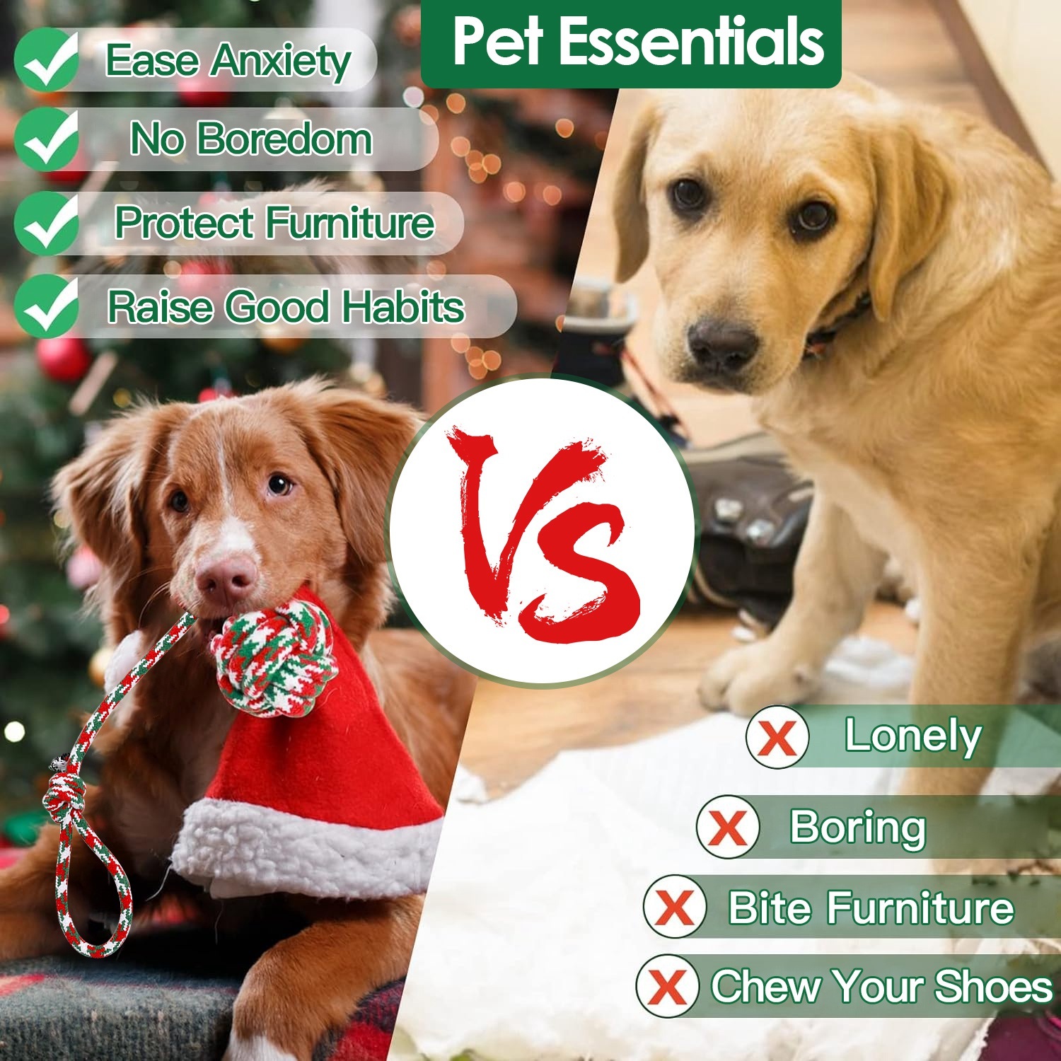 Set of 5pcs Christmas Dog Rope Chew Toys – Festive Fun for Your Furry Friend! - Image 10