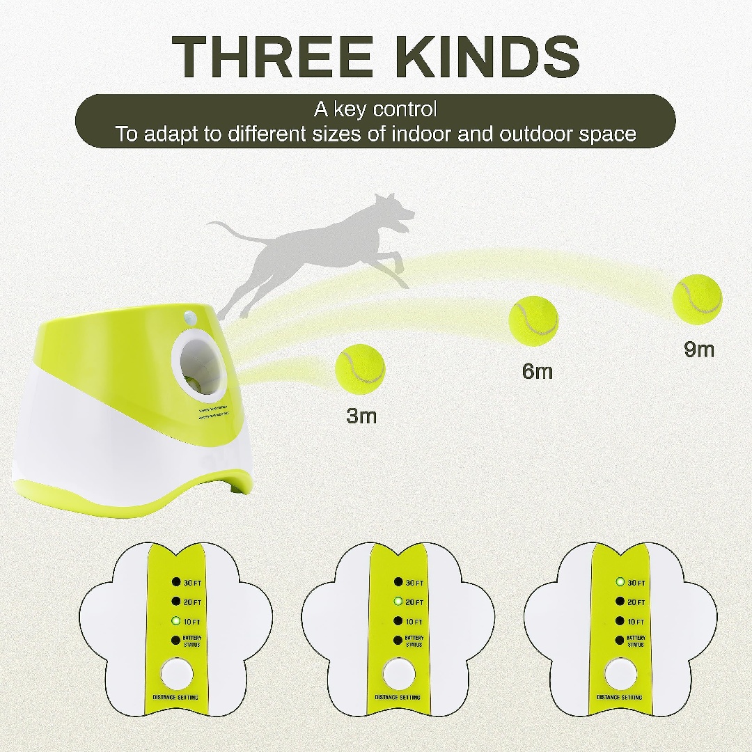 Automatic Dog Ball Launcher – Indoor & Outdoor Interactive Fetch Toy with Adjustable Throw Distances, Balls & Data Cable Included - Image 4