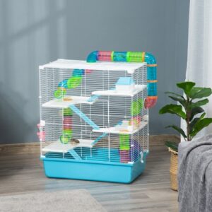 Oversized 23" Hamster Cage with Tube & Tunnel – 5-Layer Habitat with Wheels, Water Bottle & Portable Handle
