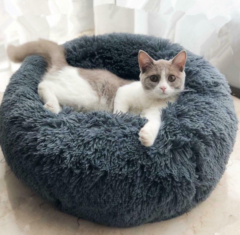 Round Plush Dog Bed for Small Dogs & Cats – Cozy Pet Nest Mat, Puppy Bed, Cat Litter Kennel
