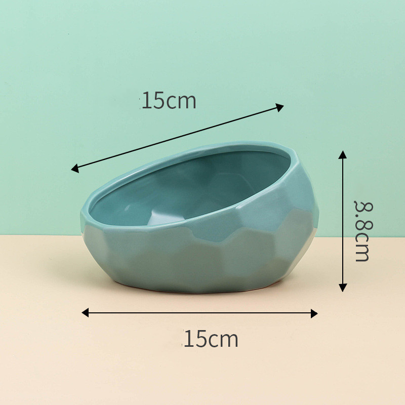 Pet Supplies Bowl Ceramic Cat Bowl Dog Bowl Oblique Mouth - Image 4