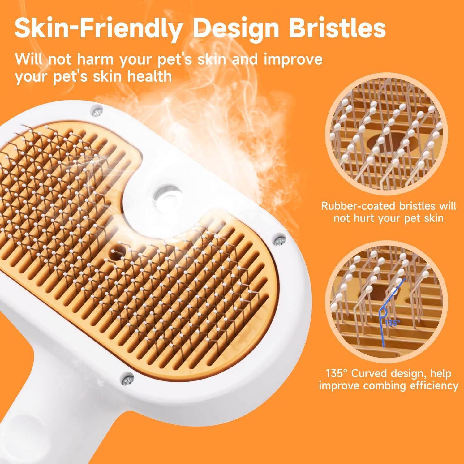 Universal 3-in-1 Pet Steam Brush – Waterless Shampoo, Hair Removal Comb & Ear Towel for Cats & Dogs - Image 9