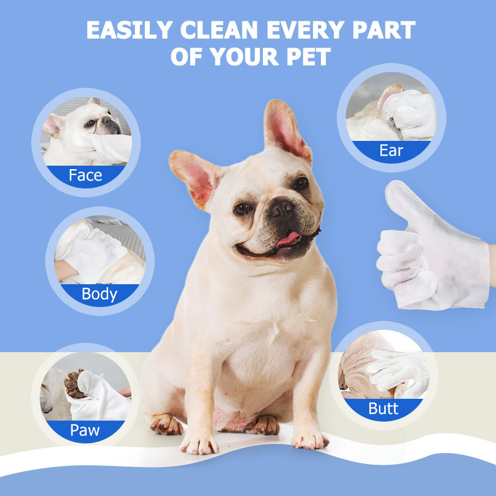 Cleaning Wipes Gloves for Dogs and Cats – Rinse-Free Bathing & Deodorizing Pet Grooming Wipes (6PCS/1PACK) - Image 2