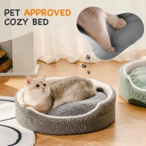 Mewoo Washable Pet Bed for Small Dogs & Cats – 23x23x7 Inch Plush Round Bed with Non-Slip Bottom, Grey