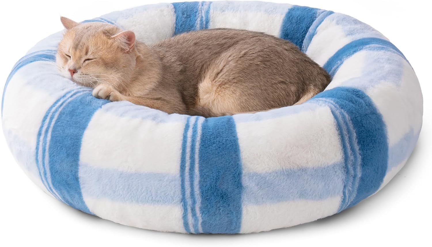 MEWOOFUN Plush Round Pet Bed – Calming Washable Pet Bed with Non-Slip Bottom - Image 3