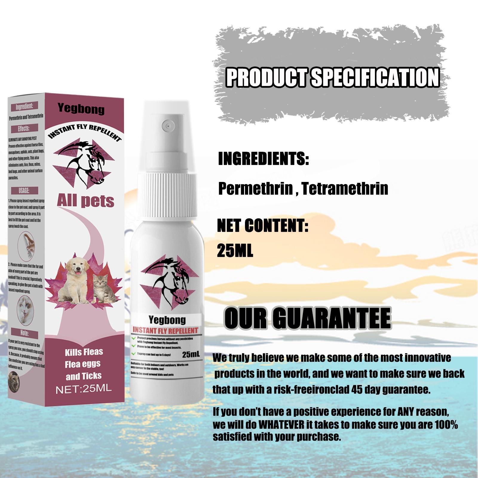 Yegebang Pet Flea & Tick Removal Spray – Anti-Itch Deworming Spray for Cats and Dogs - Image 3