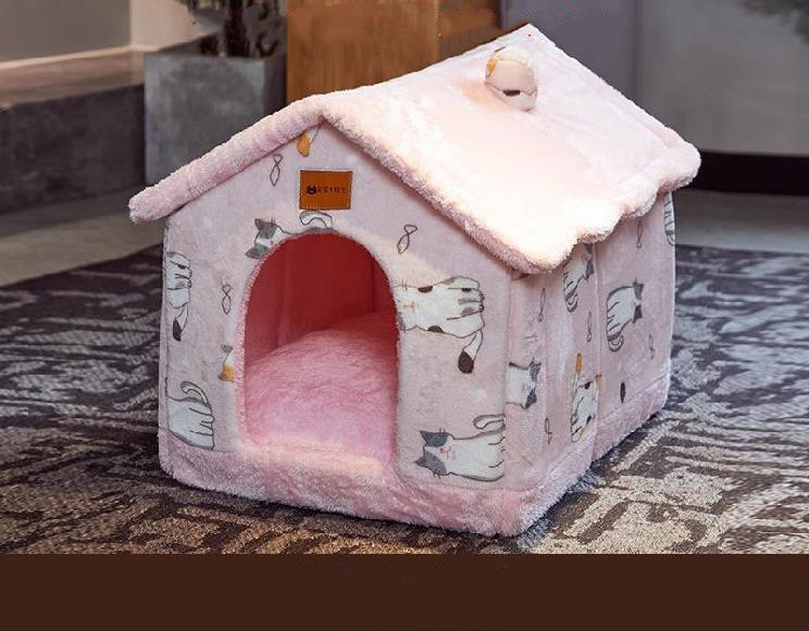 Foldable Dog House & Cat Bed – Enclosed Winter Pet Villa, Removable Warm Cave Sofa, Cozy Sleep Kennel for Dogs & Cats - Image 8