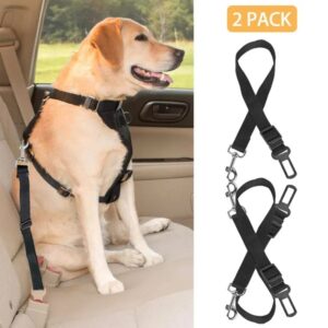 2-Pcs Adjustable Pet Dog Seat Belt Leash – Safety Harness Leads for Dogs & Cats