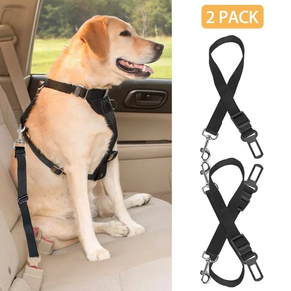 2-Pcs Adjustable Pet Dog Seat Belt Leash – Safety Harness Leads for Dogs & Cats