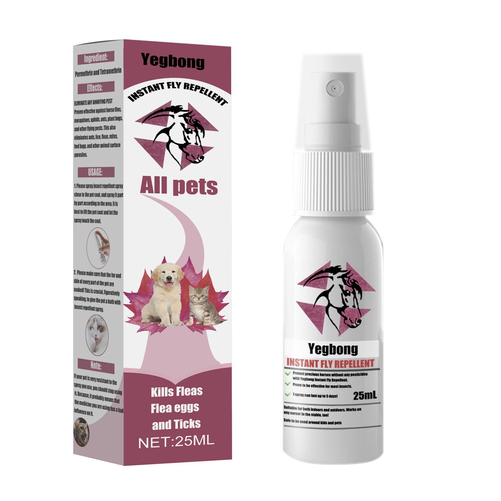 Yegebang Pet Flea & Tick Removal Spray – Anti-Itch Deworming Spray for Cats and Dogs