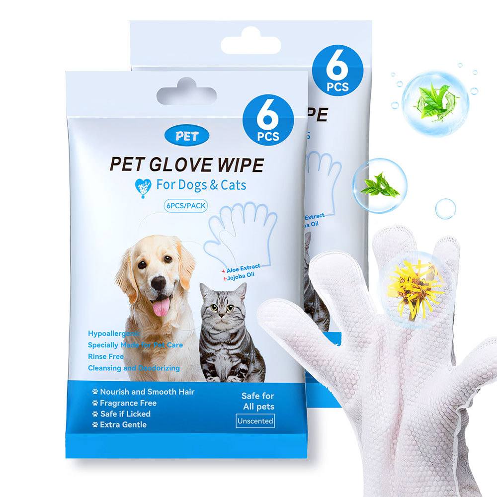 Cleaning Wipes Gloves for Dogs and Cats – Rinse-Free Bathing & Deodorizing Pet Grooming Wipes (6PCS/1PACK) - Image 5